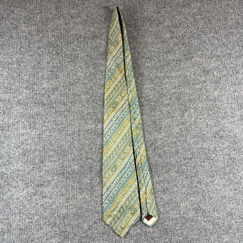 Kings Lynn Tie Mens One Size Blue Gold Paisley 100% Silk Woven Necktie Classic